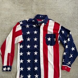 Brooks & Dune Men’s Size M USA Flag Button Up Shirt